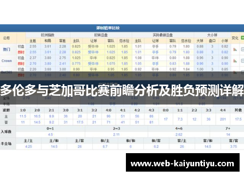 多伦多与芝加哥比赛前瞻分析及胜负预测详解